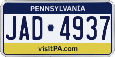 PA license plate JAD4937