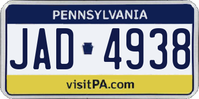 PA license plate JAD4938