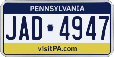 PA license plate JAD4947