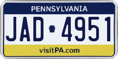 PA license plate JAD4951