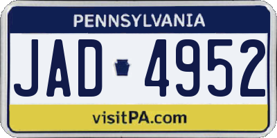 PA license plate JAD4952