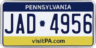 PA license plate JAD4956