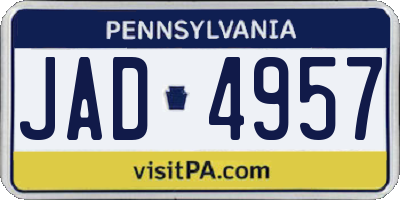 PA license plate JAD4957