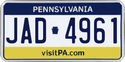 PA license plate JAD4961