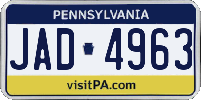 PA license plate JAD4963