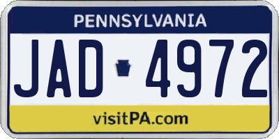 PA license plate JAD4972