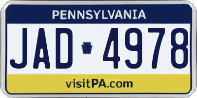 PA license plate JAD4978
