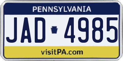 PA license plate JAD4985