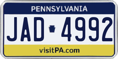 PA license plate JAD4992