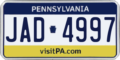 PA license plate JAD4997