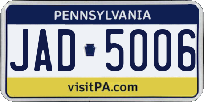 PA license plate JAD5006