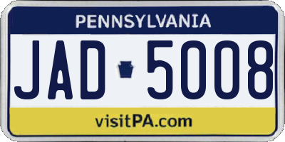 PA license plate JAD5008