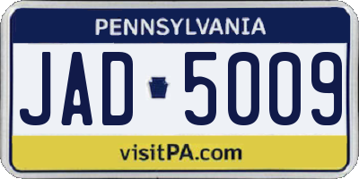 PA license plate JAD5009