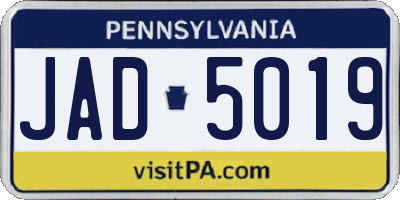 PA license plate JAD5019