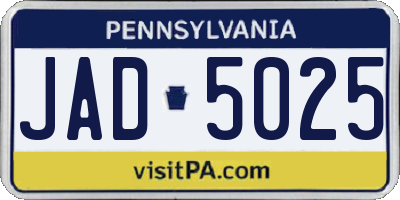 PA license plate JAD5025