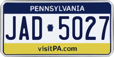 PA license plate JAD5027