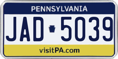 PA license plate JAD5039