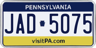 PA license plate JAD5075