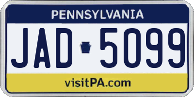 PA license plate JAD5099