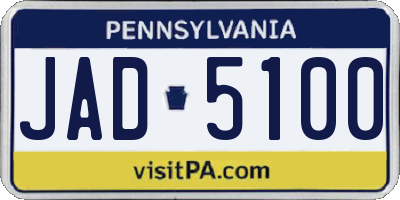 PA license plate JAD5100