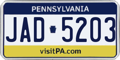 PA license plate JAD5203