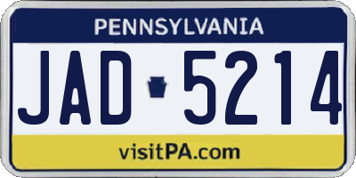 PA license plate JAD5214