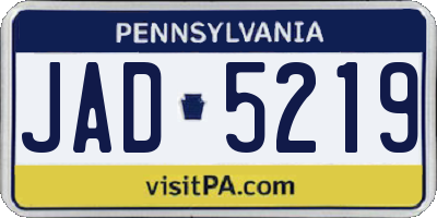 PA license plate JAD5219