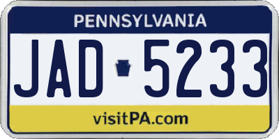 PA license plate JAD5233