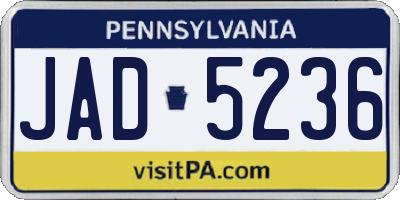 PA license plate JAD5236