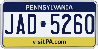 PA license plate JAD5260