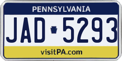 PA license plate JAD5293