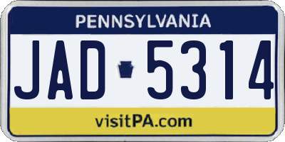 PA license plate JAD5314