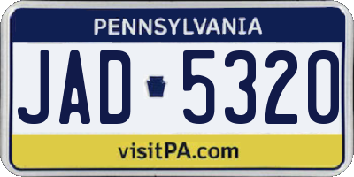 PA license plate JAD5320