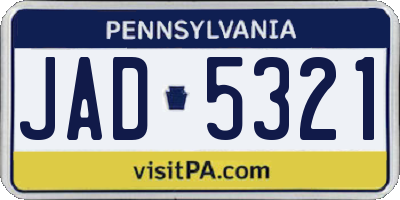 PA license plate JAD5321