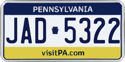 PA license plate JAD5322