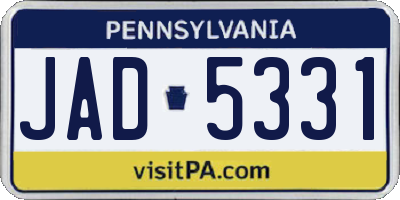 PA license plate JAD5331