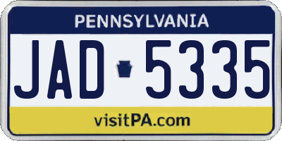 PA license plate JAD5335