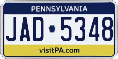 PA license plate JAD5348