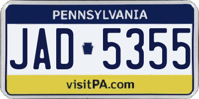 PA license plate JAD5355