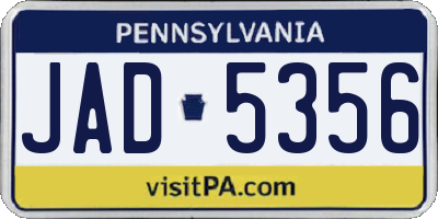 PA license plate JAD5356