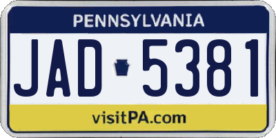 PA license plate JAD5381