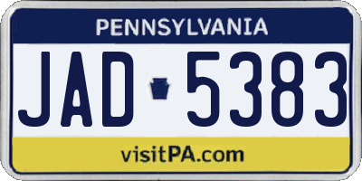 PA license plate JAD5383