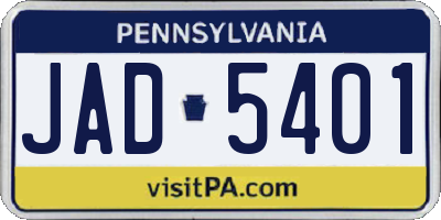 PA license plate JAD5401