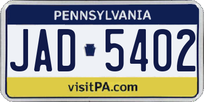 PA license plate JAD5402