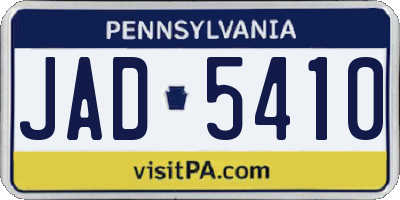PA license plate JAD5410