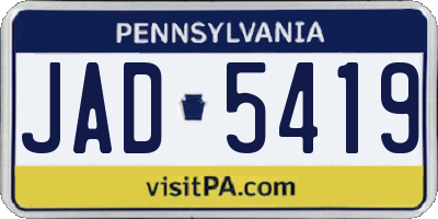 PA license plate JAD5419