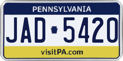 PA license plate JAD5420