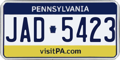 PA license plate JAD5423