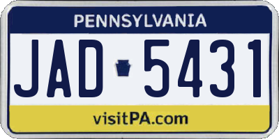 PA license plate JAD5431