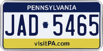 PA license plate JAD5465